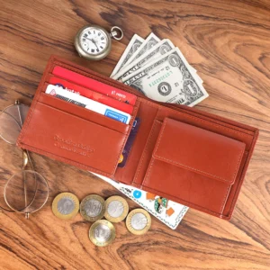 Brooklyn Bridge Genuine Leather Wallet for Men with Coin Pocket & RFID Protection - BB-MW-786-CW-FG-VTL-YS-BROWN 1