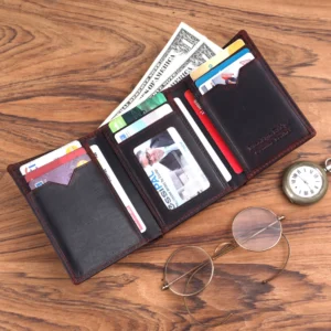Brooklyn Bridge Genuine Leather Trifold Wallet for Men with RFID Protection – Oil Pull Up Brown Card Holder BB-MW-792-CW-FG-OPL-YS-BROWN 1