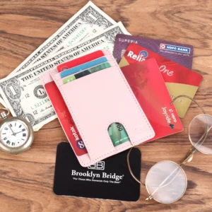 Brooklyn Bridge Premium Nappa Leather Card Holder for Men – Slim RFID Blocking Wallet BB-CH-789-CW-FG-NL-YS-PINK 1