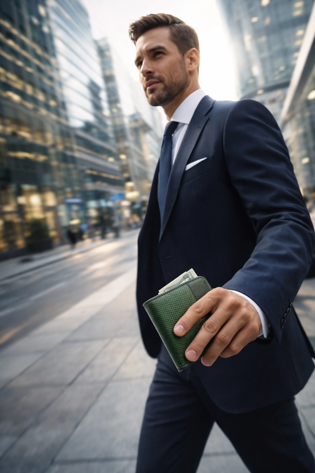 Premium Genuine Leather Bifold Wallet for Men Held in Hand, Slim Brown Luxury Wallet Manufacturer in India, RFID Blocking Minimalist Bifold Wallet Lifestyle Image