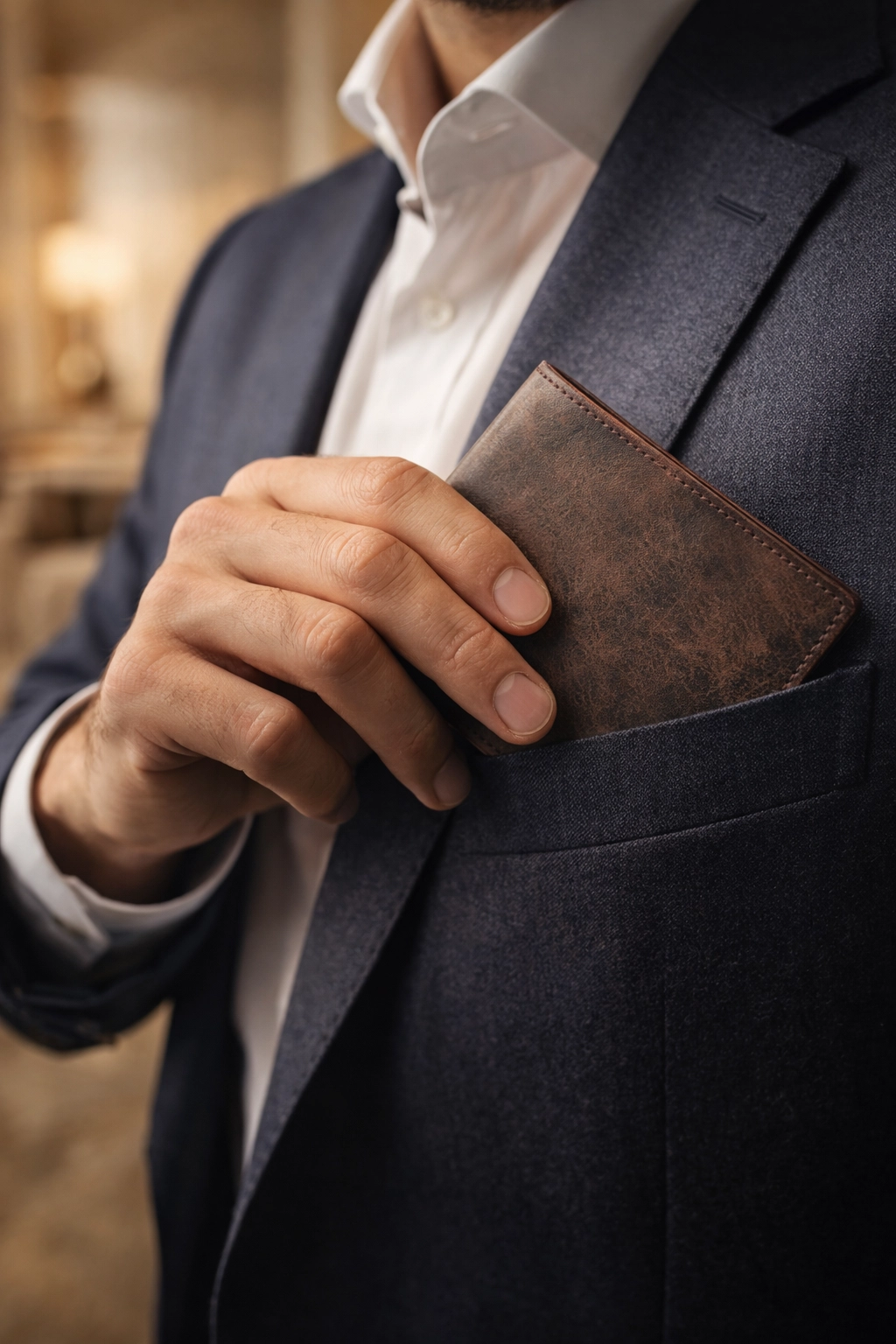 Genuine Leather ID Window Wallet for Men rugged brown leather bifold Wallet India Supplier
