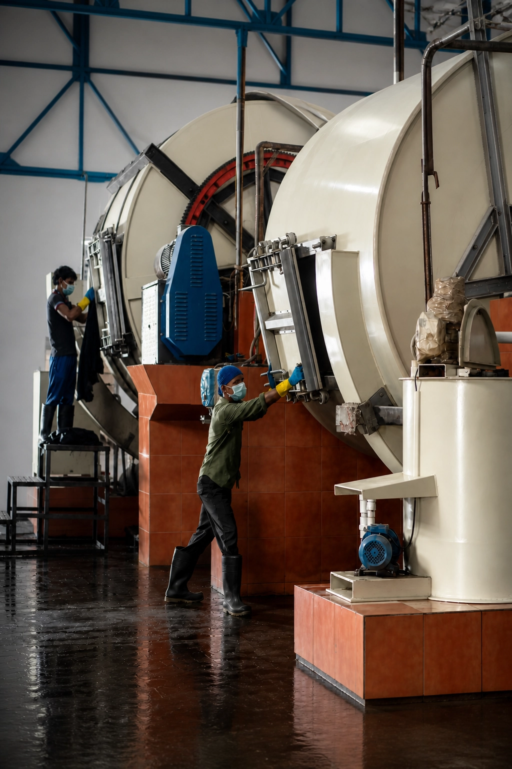 Exalter Global Co industrial workers operating large-scale processing machinery m